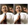 Images of Barack Obama with his face pixelated and blurred