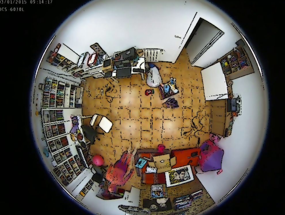 Imagen de una habitación transformada usando un filtro de cartooning